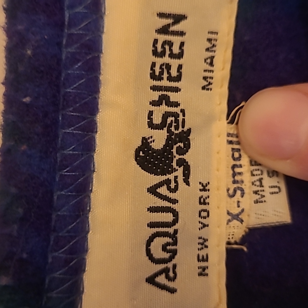 EUC VTG Aqua Sheen 100% Dacron Dupont Polyester Blue Purple and Green Plaid - Picture 6 of 11